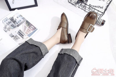 2017春季新款女士皮帶扣粗跟單鞋 優雅與舒適的完美結合